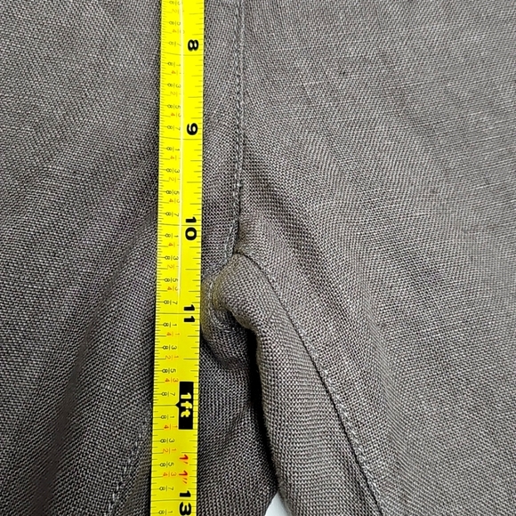 Eileen Fisher Linen Tab Waist Trouser Pant, Color Branch, Size Medium, New - Picture 10 of 12